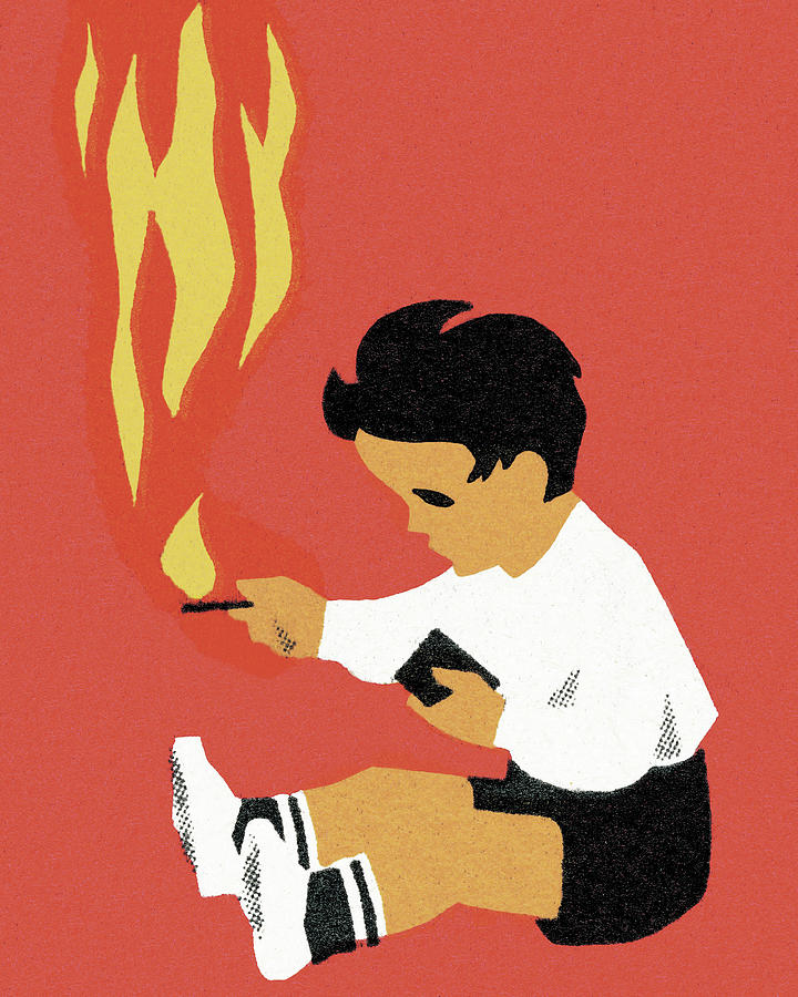 Child Playing with Fire Drawing by CSA Images - Fine Art America