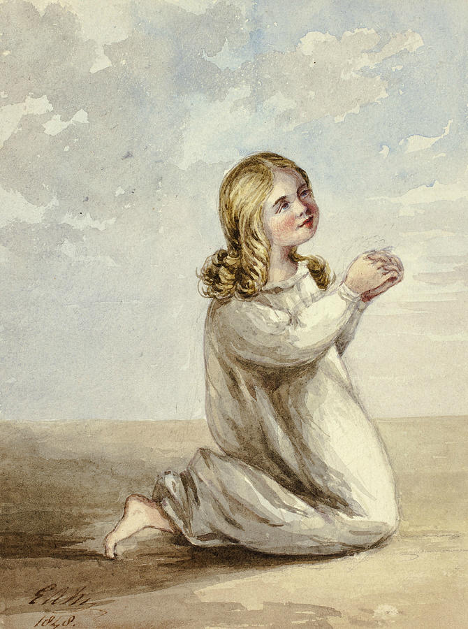 Child Praying Drawing by Elizabeth Murray