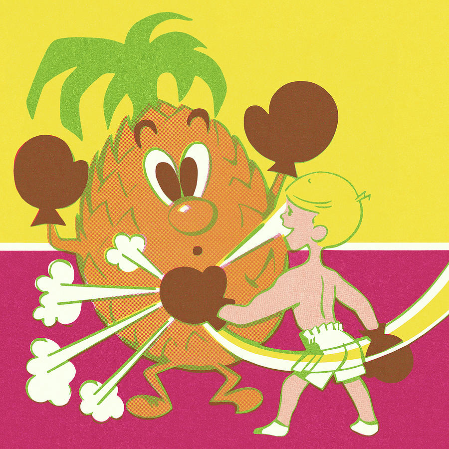 Sports Drawing - Child Punching a Pineapple by CSA Images