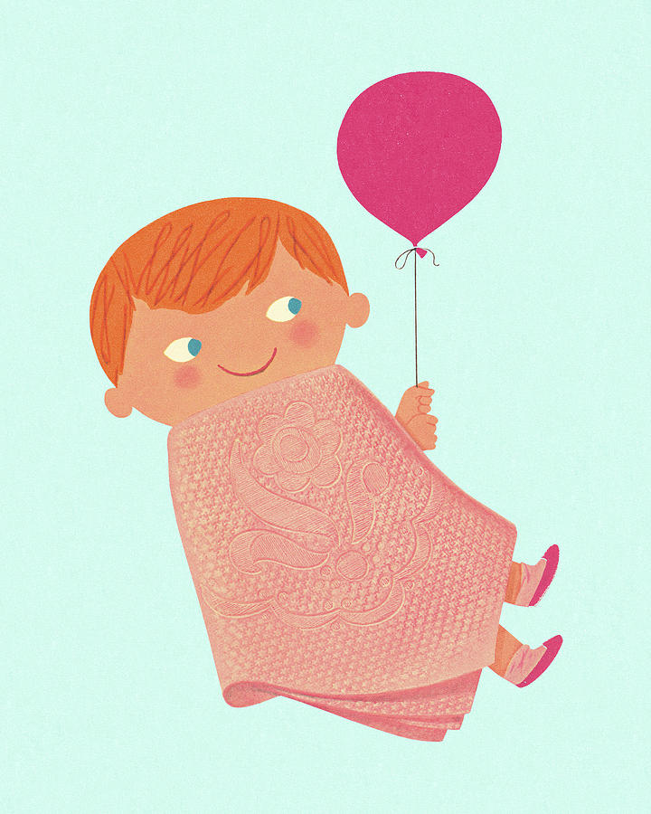 Vintage Drawing - Child with a Balloon by CSA Images