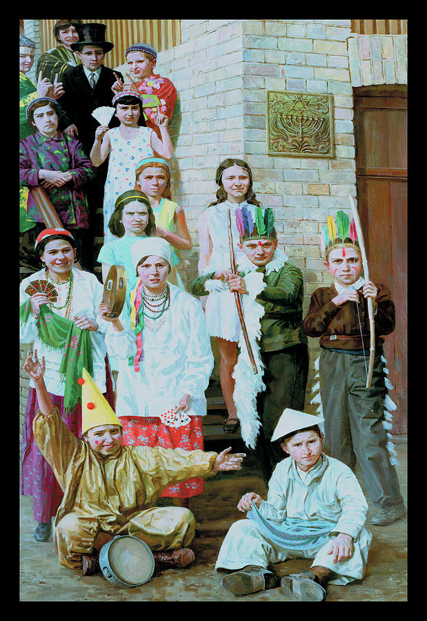 Holiday Painting - Children at Purim by Unknown