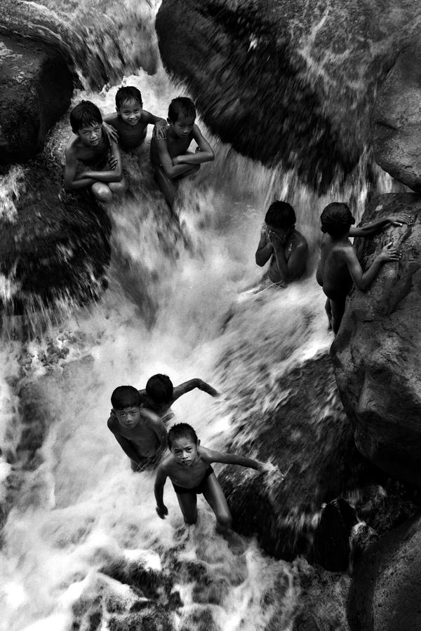 Children Bathing In River Photograph by Johanes Januar