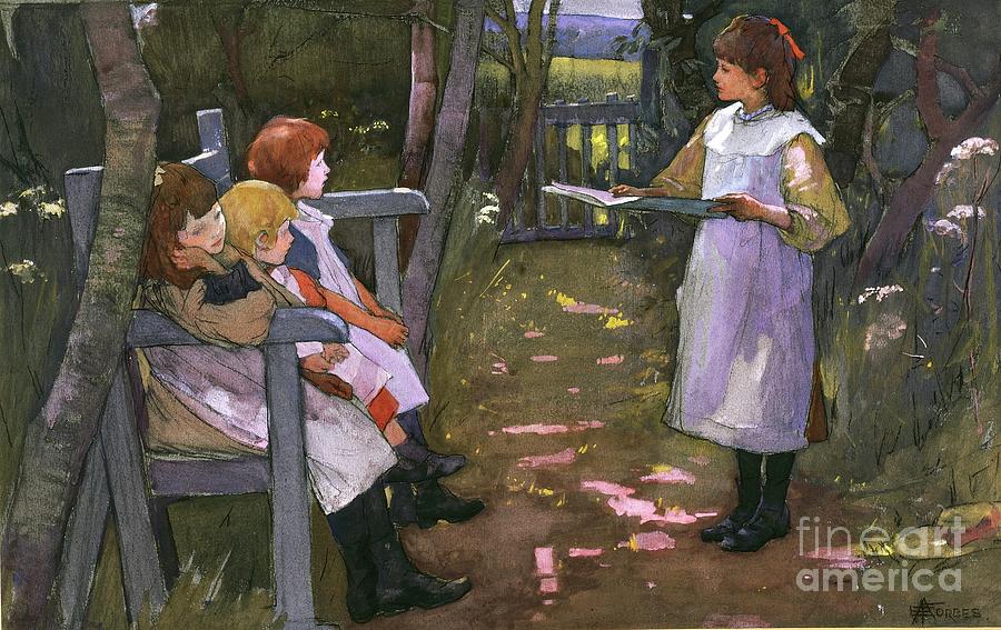 Children In A Garden Painting by Elizabeth Adela Stanhope Forbes