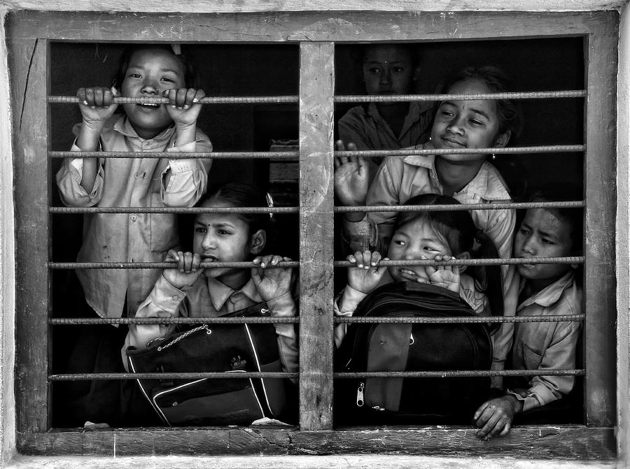 Children Of Kathmandu (1) Mono Version Photograph by Yvette Depaepe