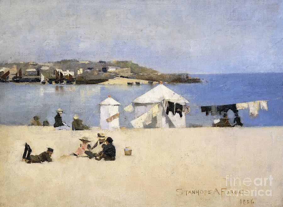 Children On The Beach, St. Ives, 1886 Painting by Stanhope Alexander Forbes
