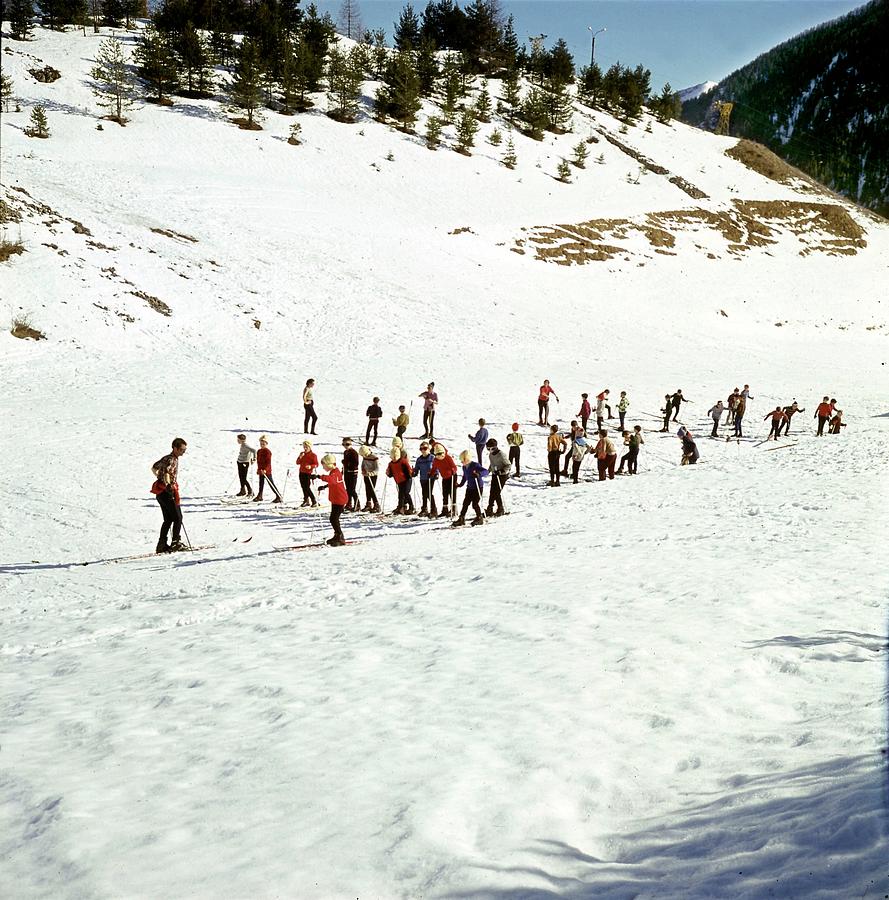 Children On The Ski Slopes In The Photograph by Keystone-france