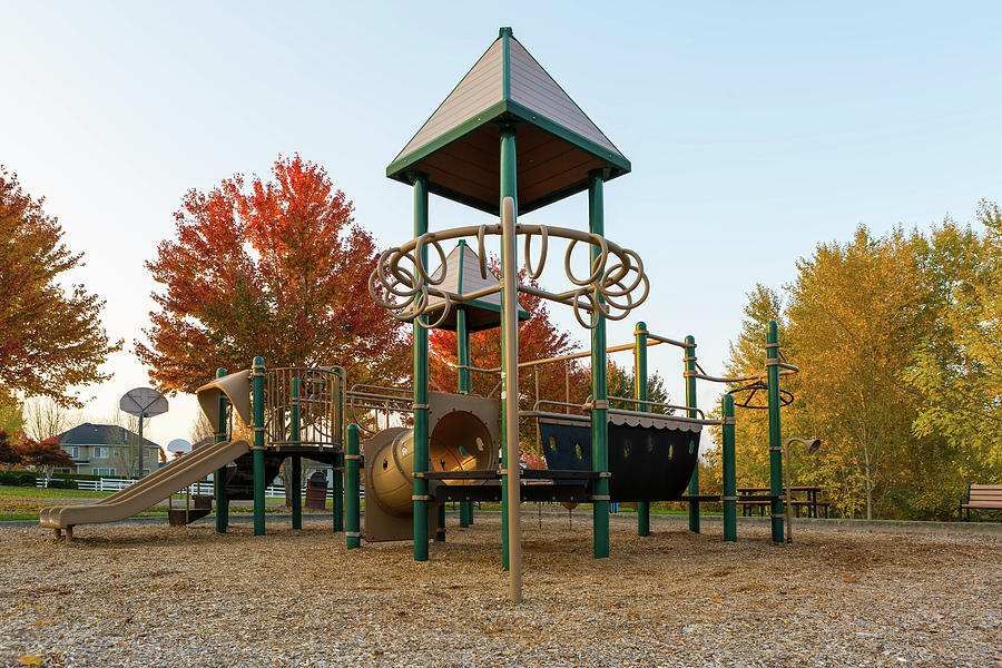 Children Playground in Neighborhood Park in Fall Season Photograph by David Gn