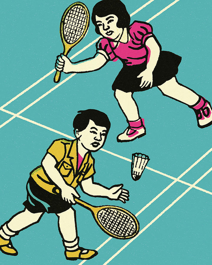 Sports Drawing - Children Playing Badminton by CSA Images