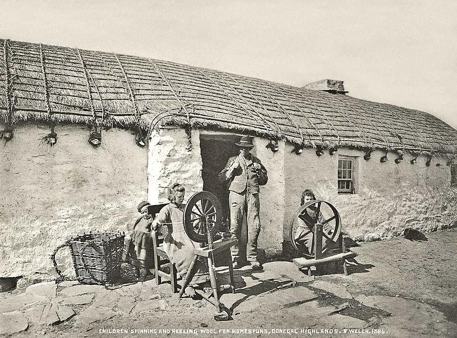 Children spinning and reeling wool, Highlands, County Donegal, 1914 by ...