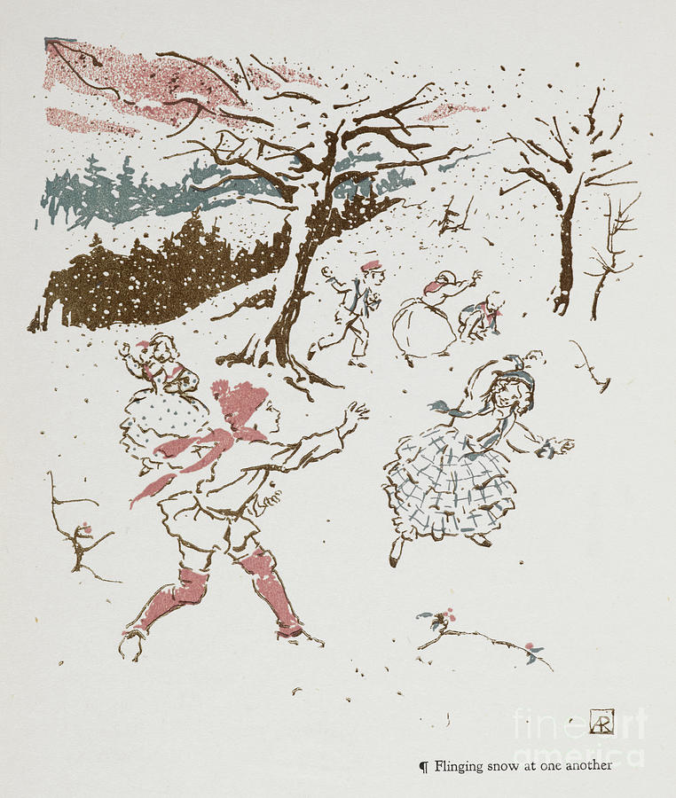 Children Throwing Snowballs From The Paradise Of Children Painting by European School