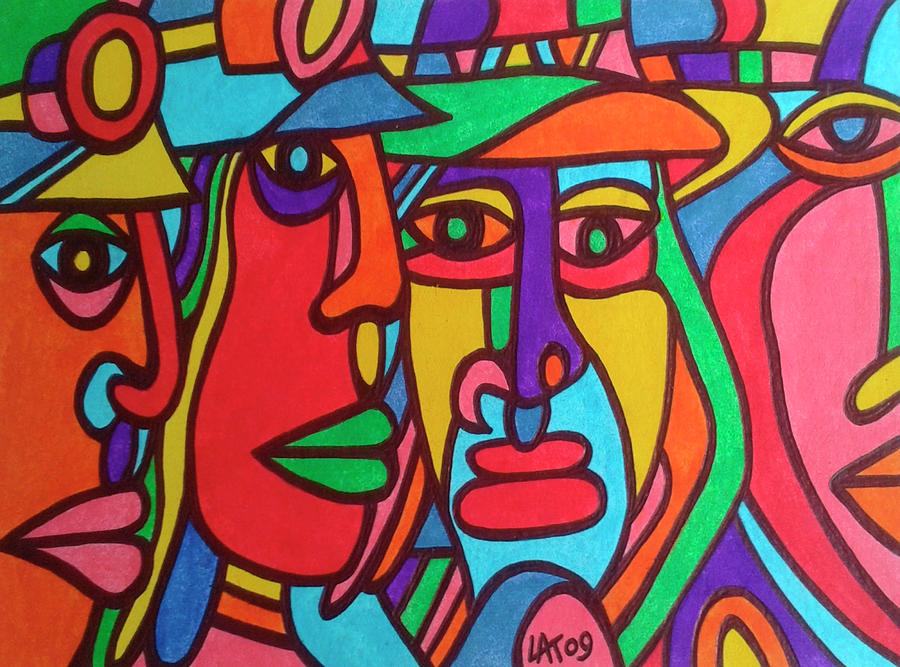 Ethnic Mixed Media - Chilean Faces by Abstract Graffiti
