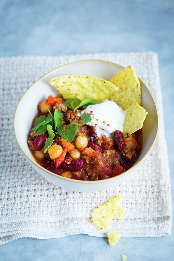 Chili Con Carne With Beans And Chickpeas In A Small Bowl Photograph by Eising Studio