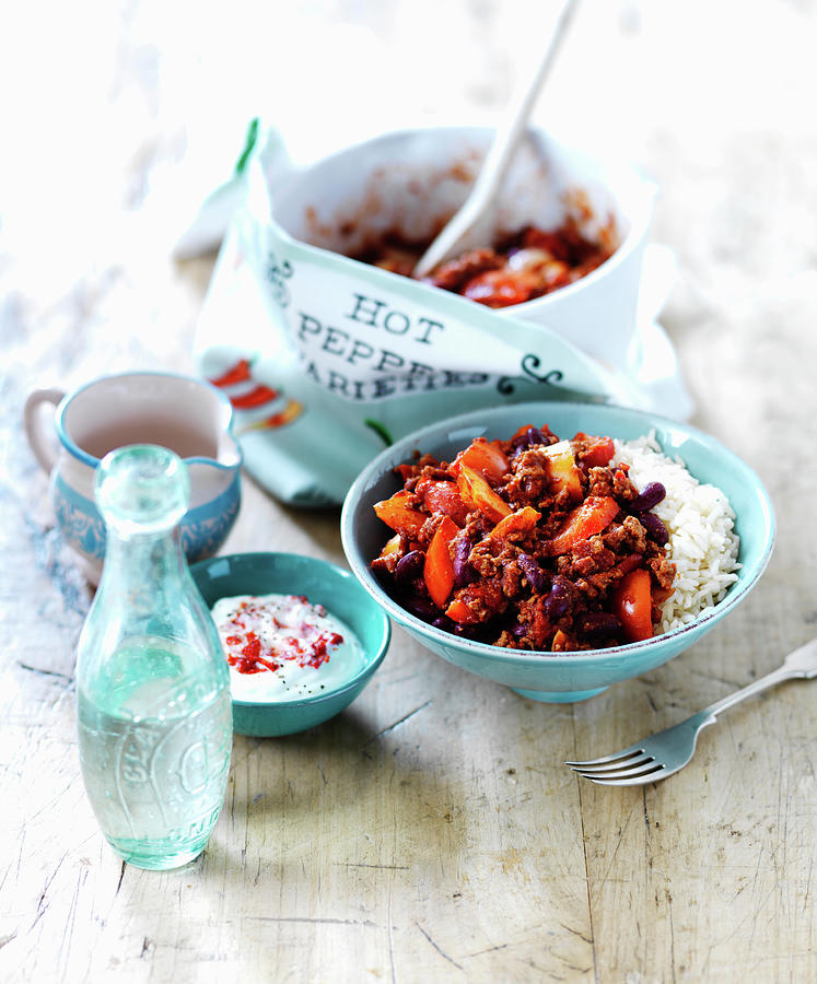Chili Con Carne With Rice Photograph by Karen Thomas