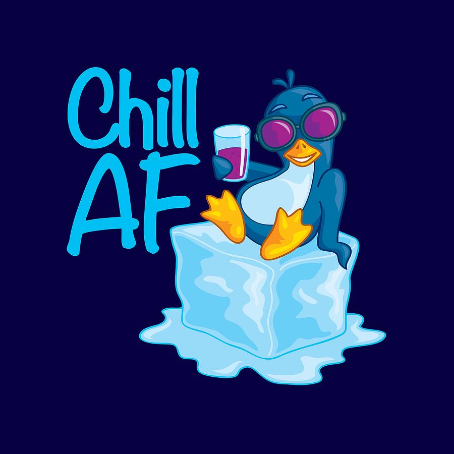 Penguin Digital Art - Chill AF Penguin on Ice by John Schwegel