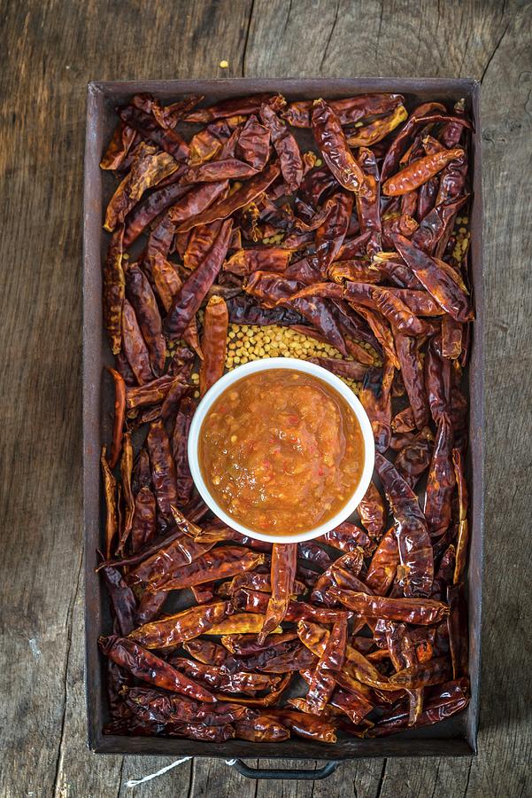 Chilli Chutney And Dried Chillies Photograph by Nitin Kapoor