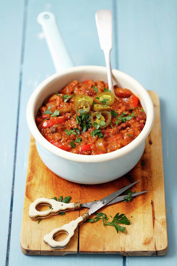 Chilli Con Carne With Jalapeo Peppers Photograph by Rua Castilho