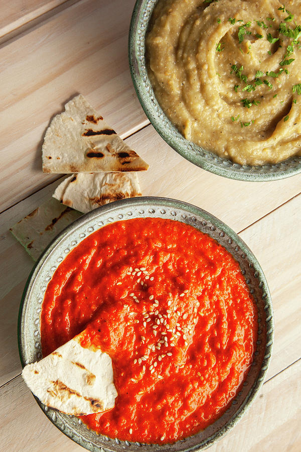 Chilli Paste With Sesame Seeds And Pita Bread Photograph by Yumpic Studio