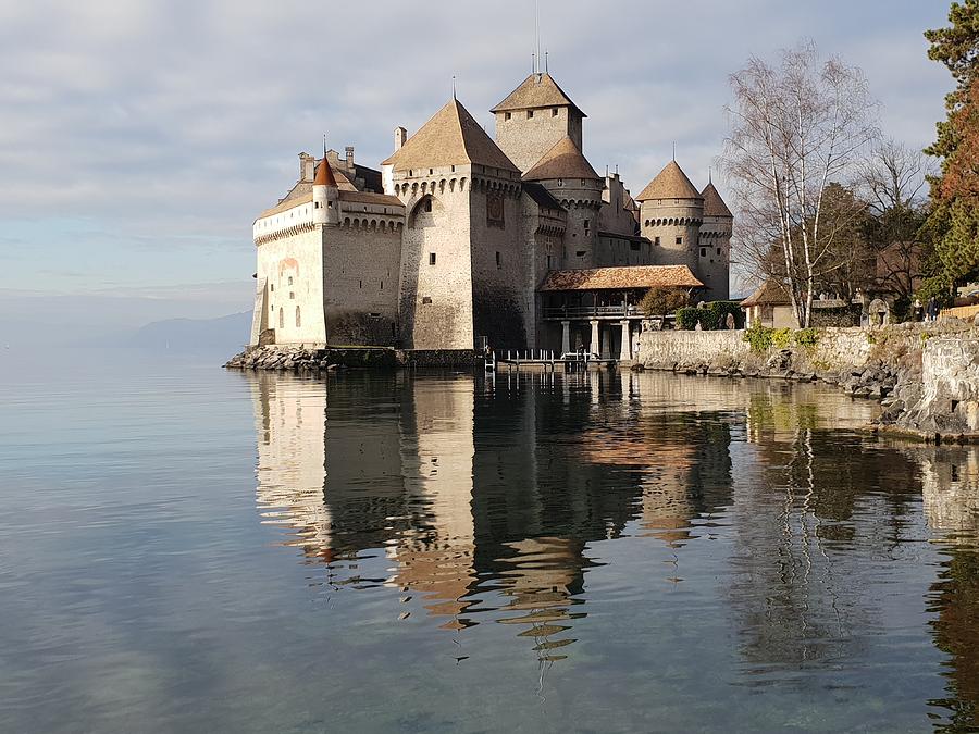 Chillon Castle Reflection Photograph by Andrea Whitaker