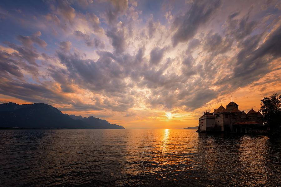 Chillon castle at sunset Photograph by Dominique Dubied