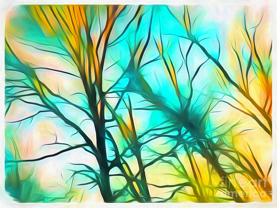 Chilly Winds Blow Through The Trees Mixed Media by Debra Lynch