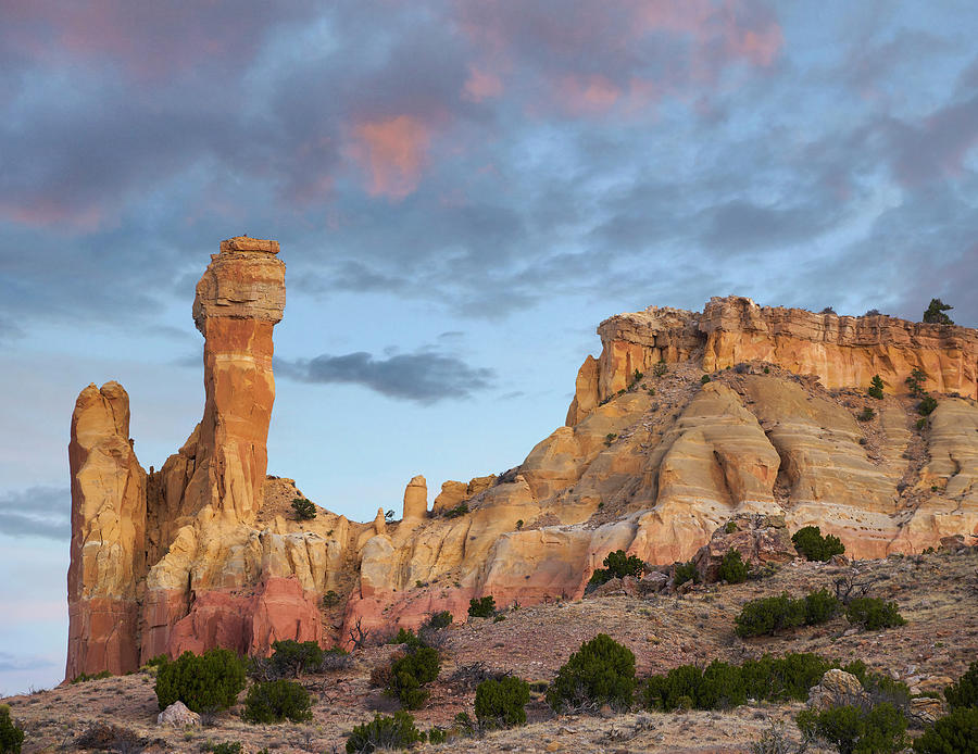 Chimney Rock Dawn, Ghost Ranch, New Mexico Photograph by Tim Fitzharris