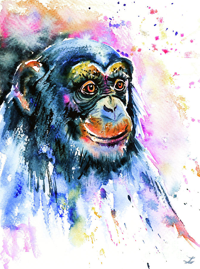 Chimp Painting by Zaira Dzhaubaeva