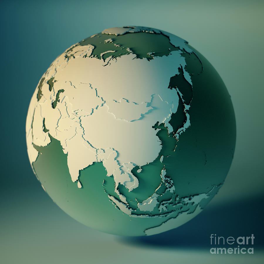 China Globe Countries 3D Render Planet Earth DOF Digital Art by Frank ...