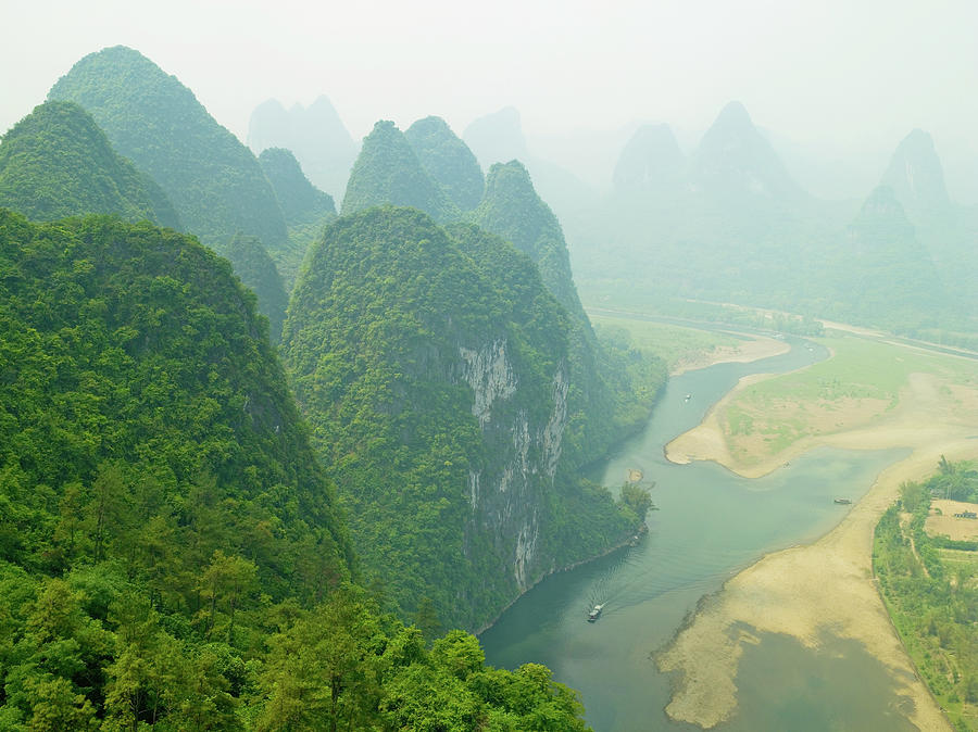China, Guilin, Li River, River, Aerial Photograph by John Wang