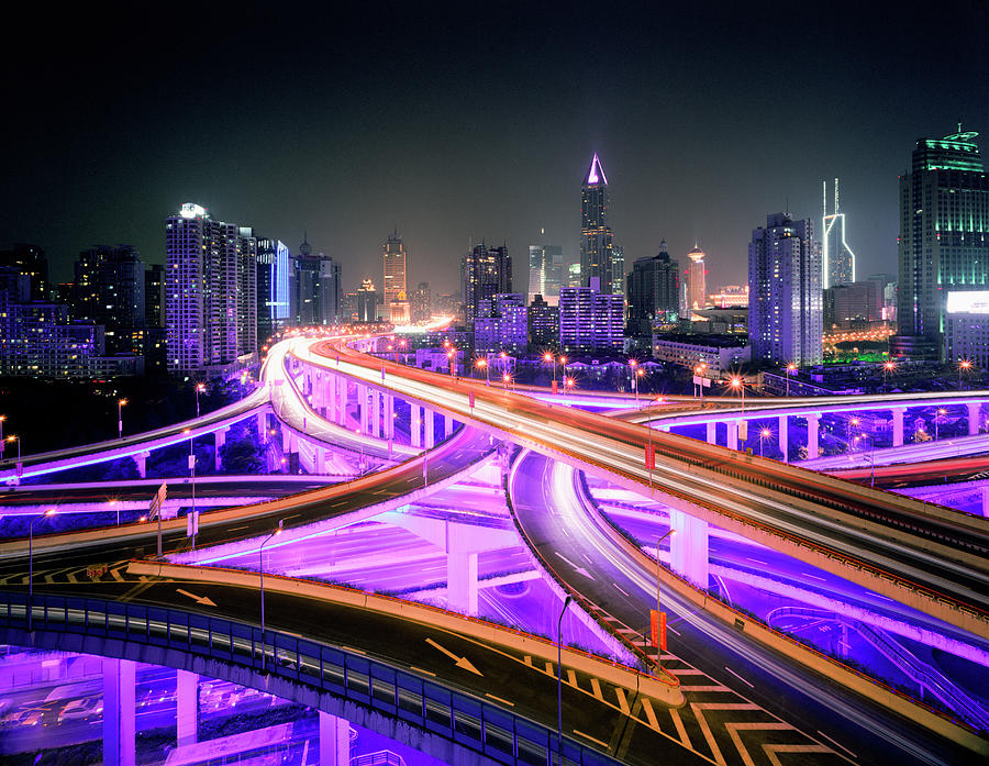 China, Shanghai, Road Intersection At by Martin Puddy