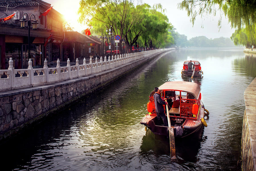 China traditional tourist boats on Beijing  Photograph by Anek Suwannaphoom