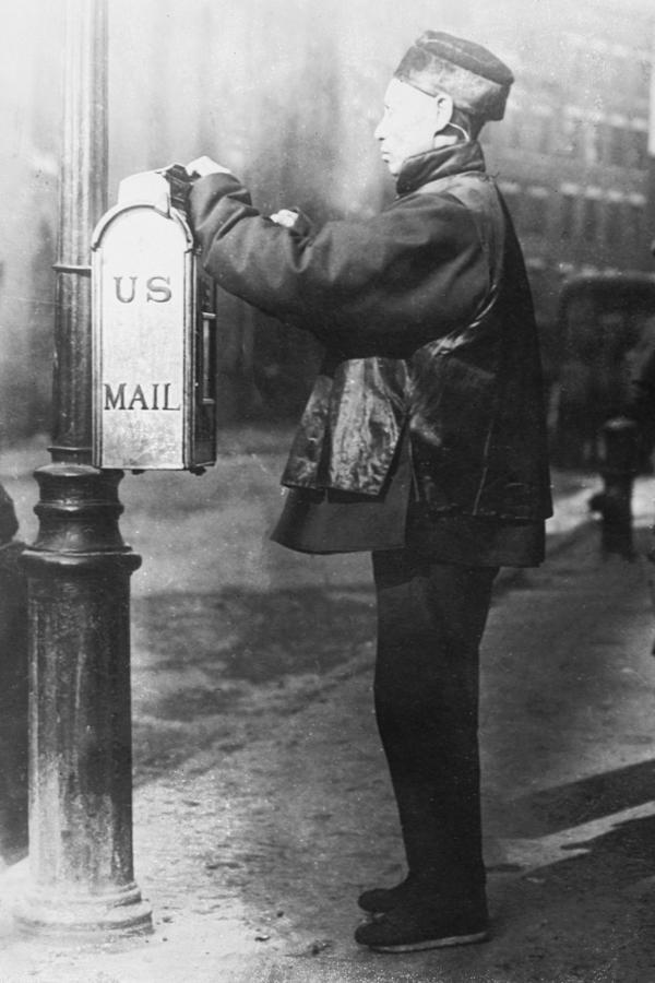 Chinaman in Native Garb Mails Letter home from US Postbox Painting by ...