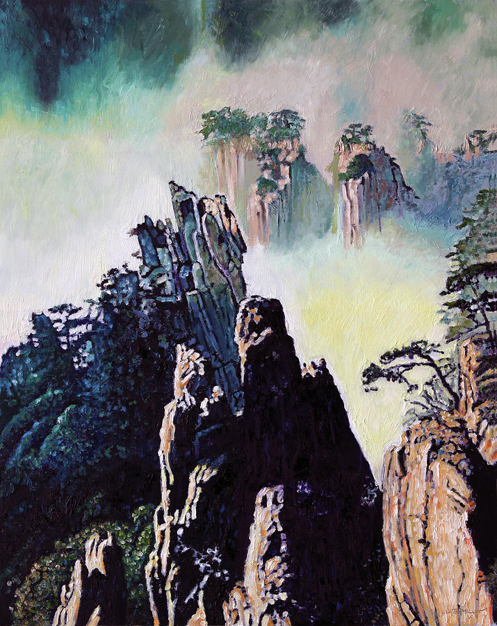 Mountains Painting - Chinas Mountains Eighteen by John Lautermilch Mountains Painting - Chinas Mountains Eighteen by John Lautermilch