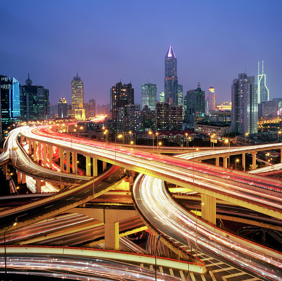 China,shanghai, Road Intersection At Photograph by Martin Puddy