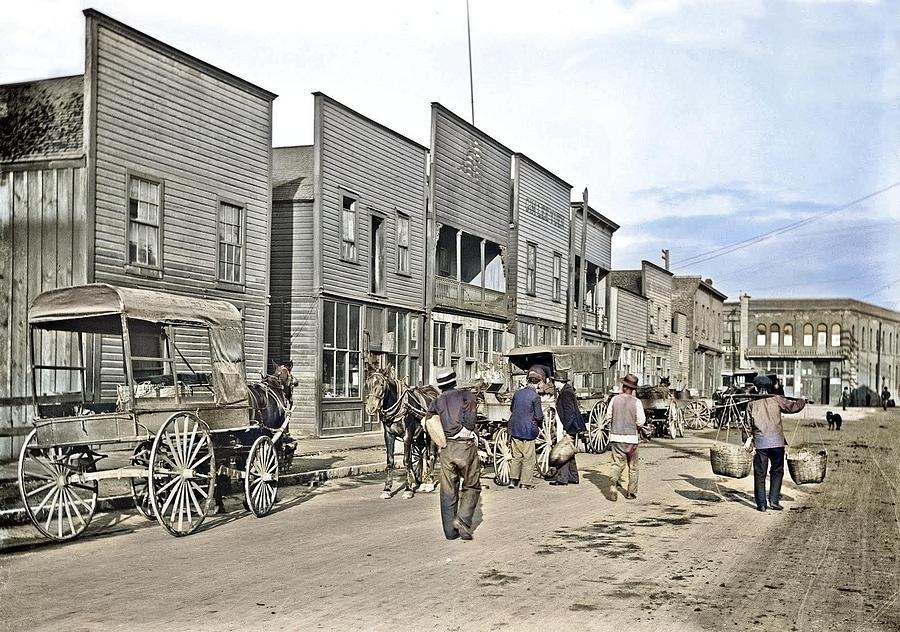 Chinatown. East Pender Street Near Carrall Street, Vancouver, 1904 Colorized By Ahmet Asar Painting