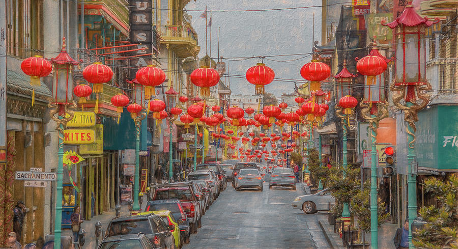 Chinatown Lights Up A Rainy Day Photograph by Marcy Wielfaert