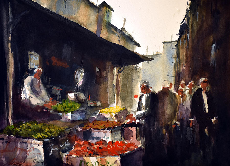Chinatown Market Painting by Charles Rowland