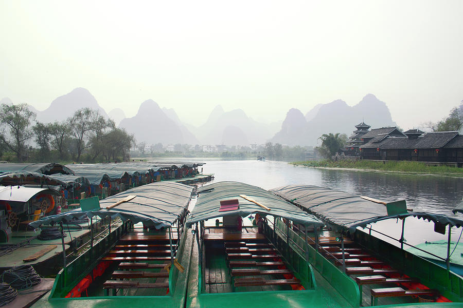 Chinese Boat On The Li River Photograph by Nathalie Daoust