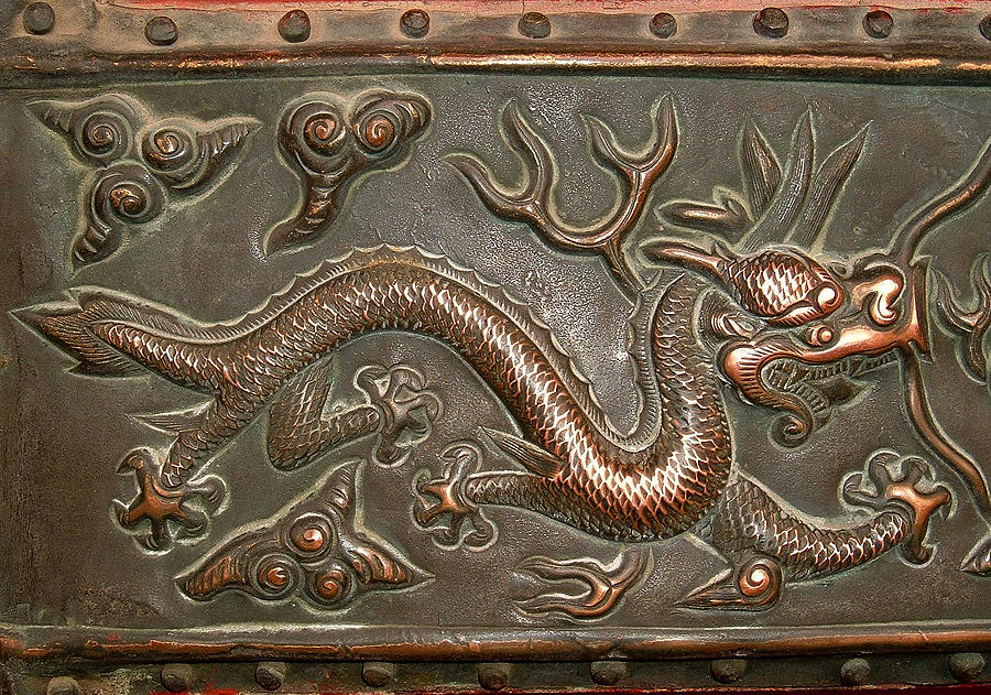 Chinese Mixed Media - Chinese brass dragon relief, detail at the Forbidden City, Palace Museum, Beijing, China by Steve Clarke Chinese Mixed Media - Chinese brass dragon relief, detail at the Forbidden City, Palace Museum, Beijing, China by Steve Clarke