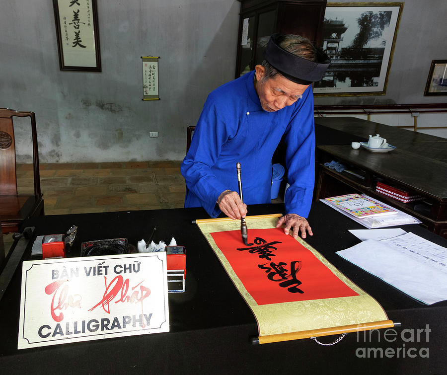 Chinese Calligrapher In Vietnam Photograph