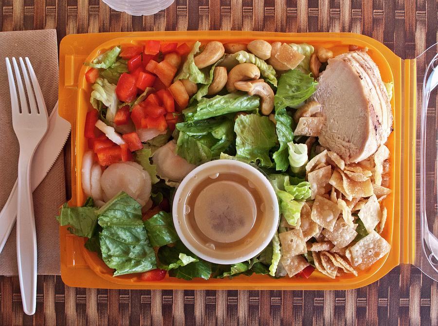 Chinese Chicken Salad In A Plastic Box Photograph by William Boch