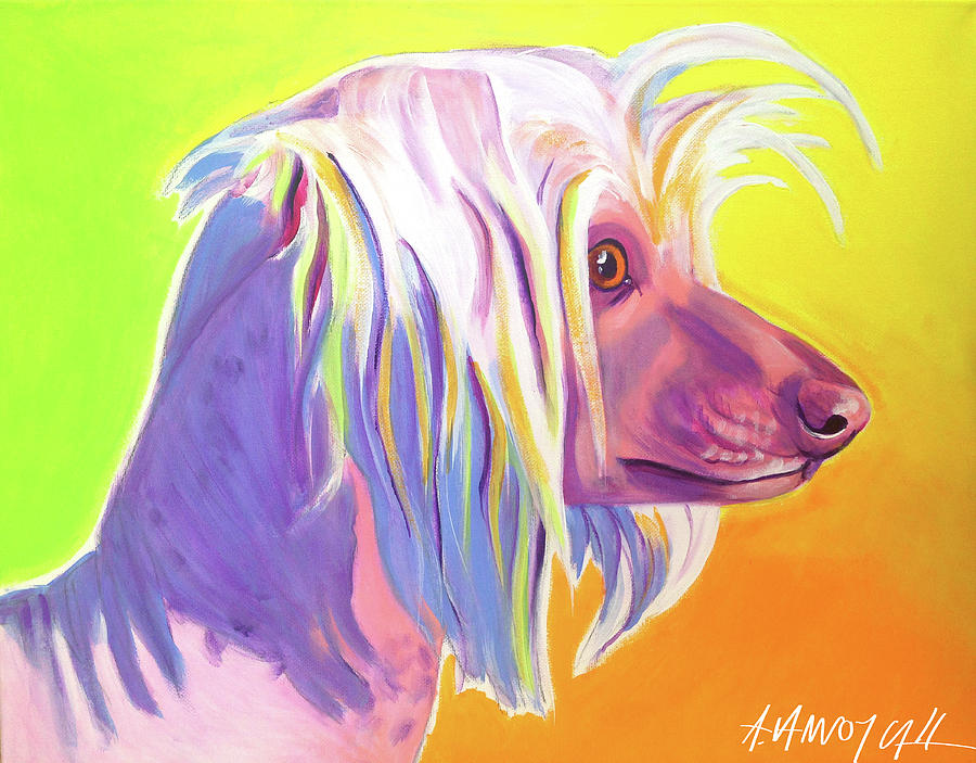 Dog Painting - Chinese Crested - Profile by Dawgart