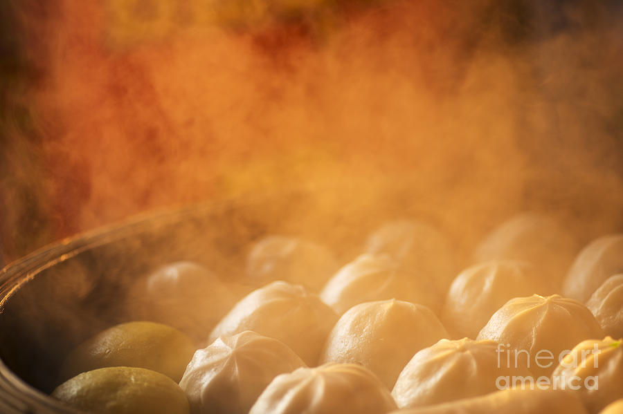 Small Photograph - Chinese Dumplings Being Steamed On The by Pattyphotoart Small Photograph - Chinese Dumplings Being Steamed On The by Pattyphotoart