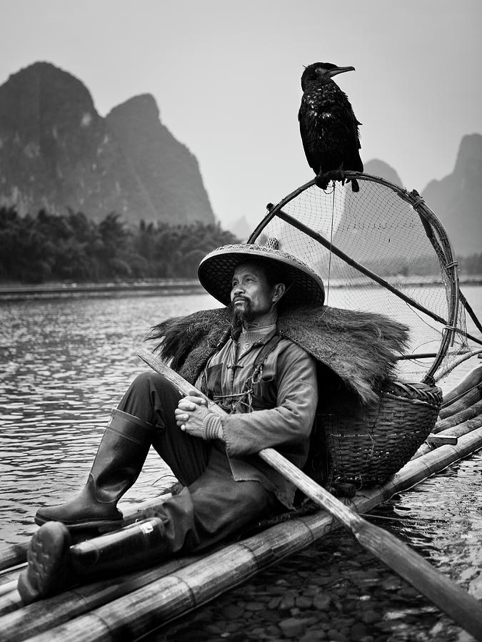Chinese Fisherman Digital Art by Luigi Vaccarella