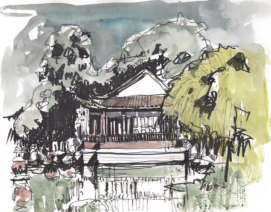 Chinese Gardens Pasadena Sketch Painting by Gaston McKenzie