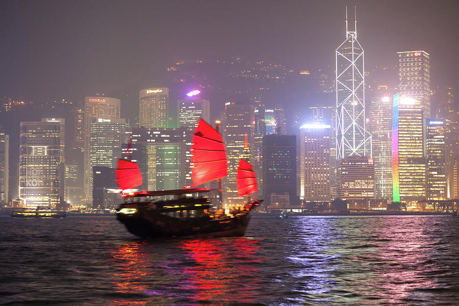 Chinese Junk In Hong Kong Victoria Photograph by Matteo Colombo