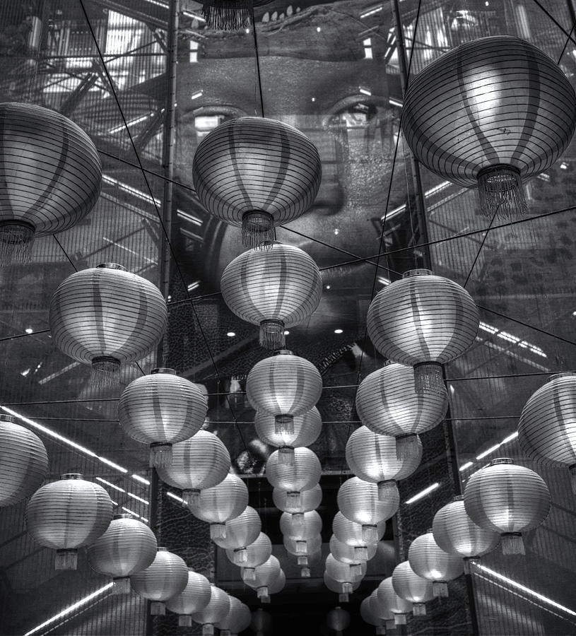Chinese Lanterns Monochrome Photograph by Jeff Townsend