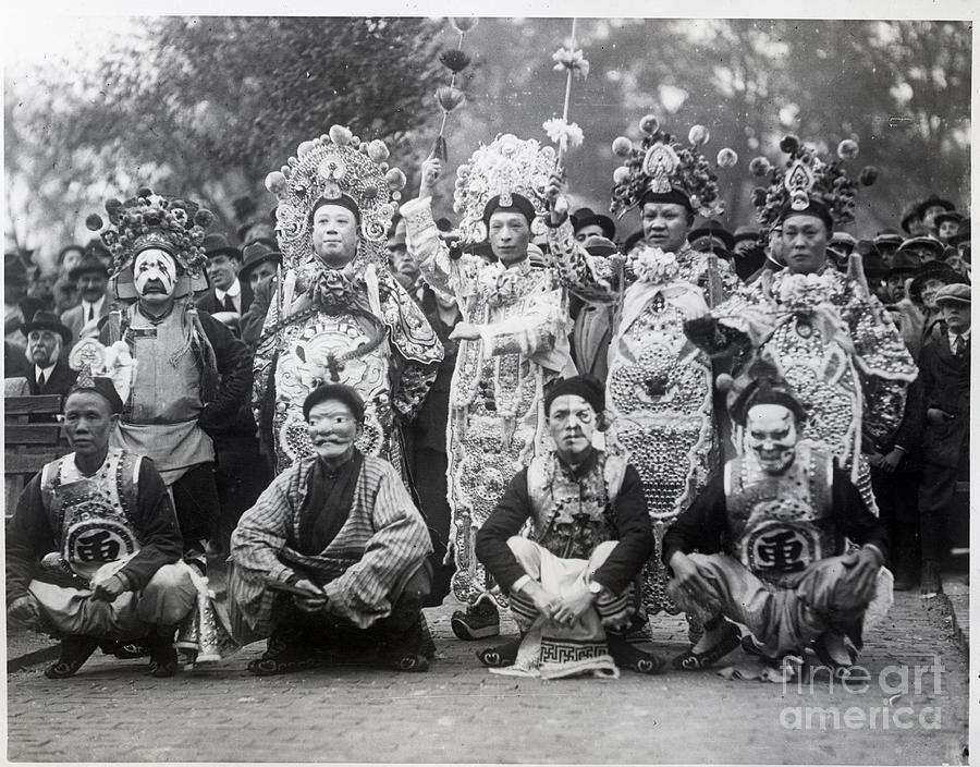 Chinese Men Celebrating Columbus Day Photograph by Bettmann