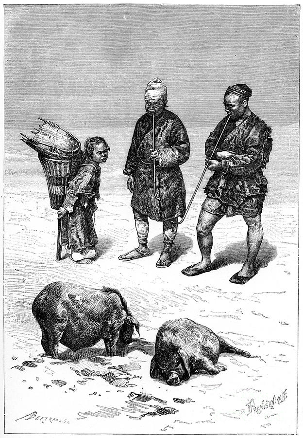 Chinese Miners From The Upper Yangtze Drawing by Print Collector