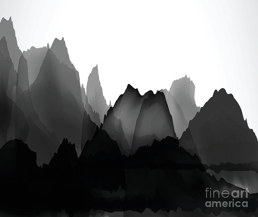 Chinese Mountains And Waters Pattern Digital Art by Shuoshu