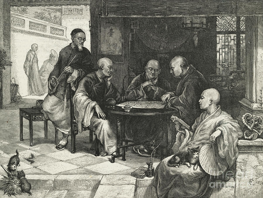 Chinese Priests Enjoying Board Game Photograph by Bettmann